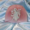 Pure Silver Shrinathji Idol on Natural Rose Quartz