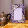 Purple Amethyst Photo Frame with Upper Corner Floral Design