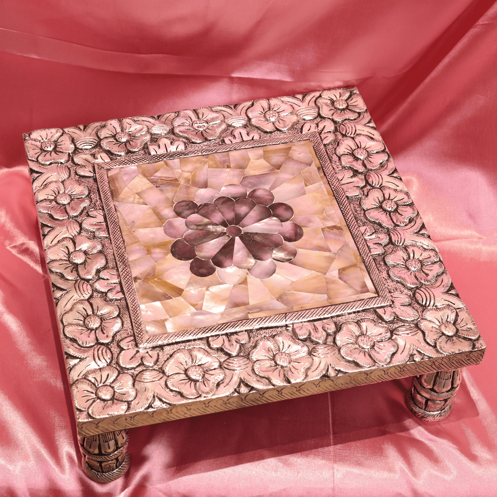 Pure Silver Floral Chowki