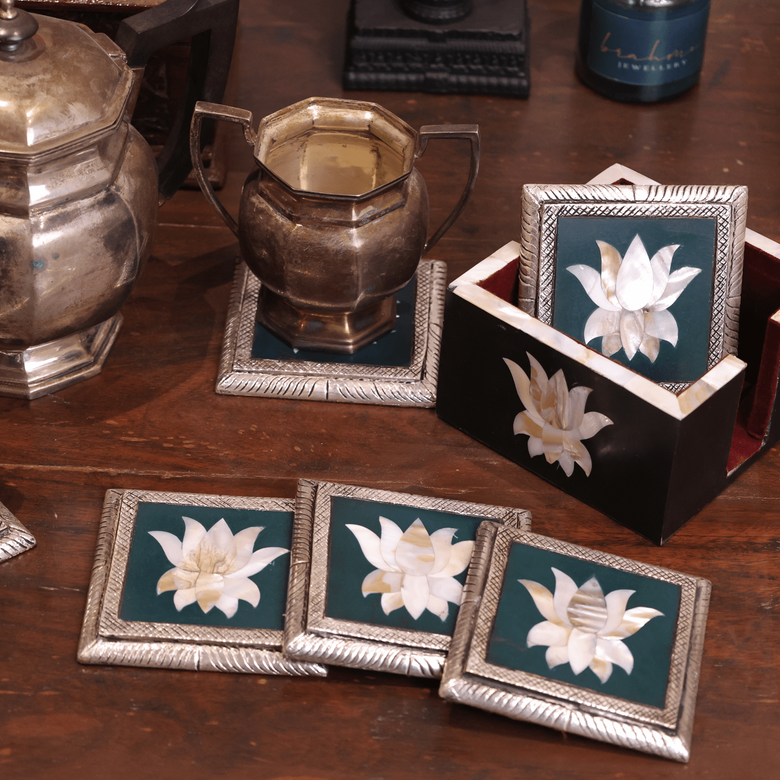 Mother of Pearl Lotus Coaster Set